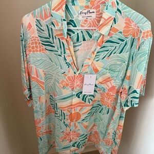 Kenny Flowers Tropical Floral Men's Shirt - Green and Orange